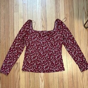 Lush Red Fitted Ruched Blouse